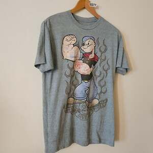 Popeye Tattoo Graphic T-Shirt Gray 277